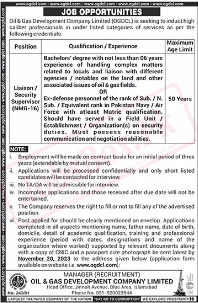 Oil and Gas Development Company|OGDCL Jobs 2023